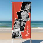 Toalha De Praia Coral Personalizado de 4 Folhas de Filme de Colage<br><div class="desc">Torneira de praia de Coral da Faixa de Fotografias Personalizada 4. Personalize este design personalizado com 4 fotos da família e o seu nome, </div>