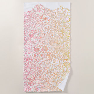 Toalha De Praia Coral Rosa Artista Elegante Ilustrado Ombre