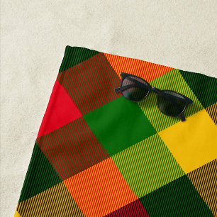 Toalha De Praia Cores Africanas Rasta Reggae Xadrez Padrão Design
