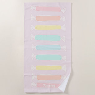 Toalha De Praia Cores de Pastel de Taffy Candy Salgado Personaliza