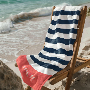 Toalha De Praia Cores Editáveis com Texto Branco Adicionar Nome