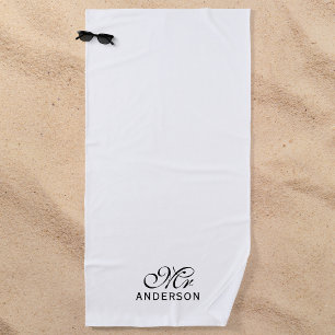 Toalha De Praia Cores Editáveis Personalizadas Script Elegante Sr