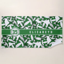 Toalha De Praia Cores personalizadas do atleta verde-atleta de vôl