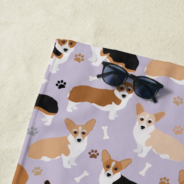 Toalha De Praia Corgi Dog Paws e Bones Beach Towel (In Situ)