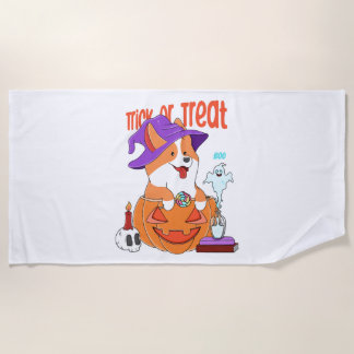 Toalha De Praia Corgi Halloween
