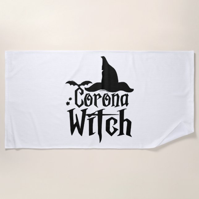Toalha De Praia Corona Witch Halloween , Dia de as Bruxas engraçad (Frente)