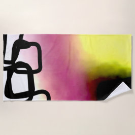 Toalha De Praia Corrente de bloqueio: Abstrato cor-de-rosa, amarel