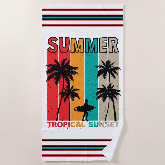 Toalha De Praia Corrida tropical: Sunset & Surf (Frente)