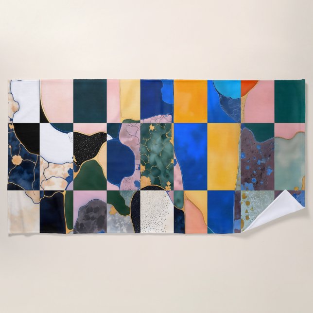 Toalha De Praia Cortina de Checkerboard Luxe (Frente)