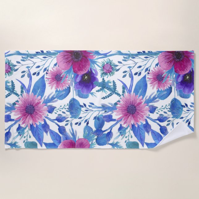 Toalha De Praia Cortina estética de chás florais (Frente)