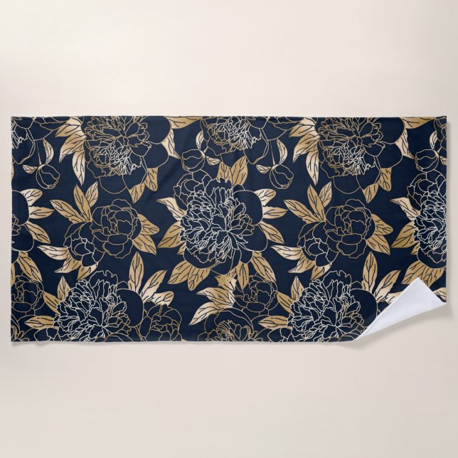 Toalha De Praia Cortina estética de chás florais (Frente)