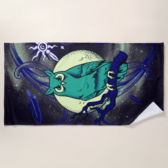 Toalha De Praia Coruja e fantasma (Frente)