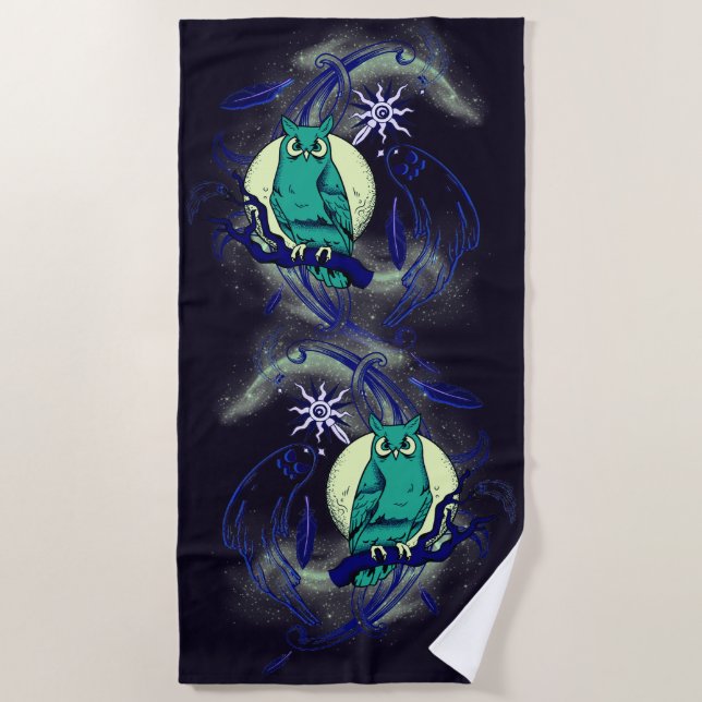 Toalha De Praia Coruja e fantasma (Frente)