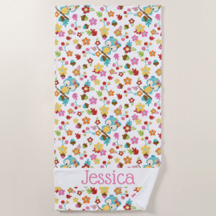 Toalha De Praia Coruja Florestal Cuta Raparigas Kawaii Nome Person