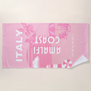 Toalha De Praia Costa Amalfi, Viagem, Arte Rosa