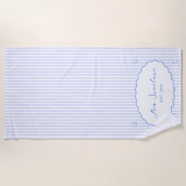 Toalha De Praia Costeira Chic Personalizada Lua de Mel Sra.