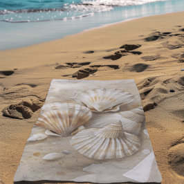 Toalha De Praia Costeira de Aquarela de Seashell