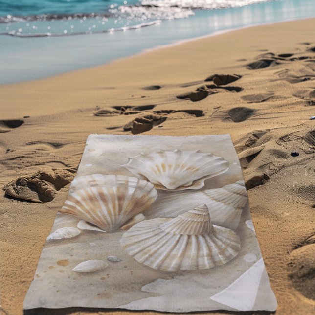 Toalha De Praia Costeira de Aquarela de Seashell (Criador carregado)