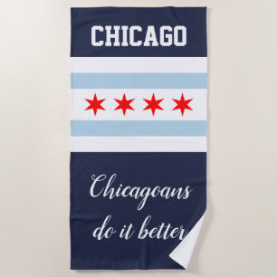 Toalha De Praia Costume da bandeira da cidade de Chicago engraçad