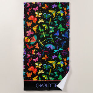 Toalha De Praia Cotovelo-arco-íris Borboletas Crianças Personaliza
