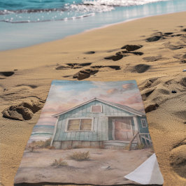 Toalha De Praia Cozy Coastage Cottage Beach House Watercolor