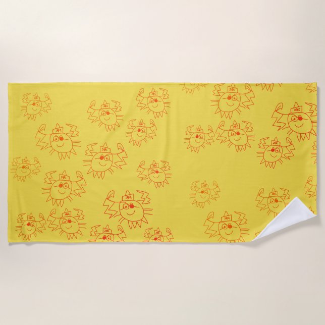 Toalha De Praia Crabs Child Art Beach Towel (Frente)
