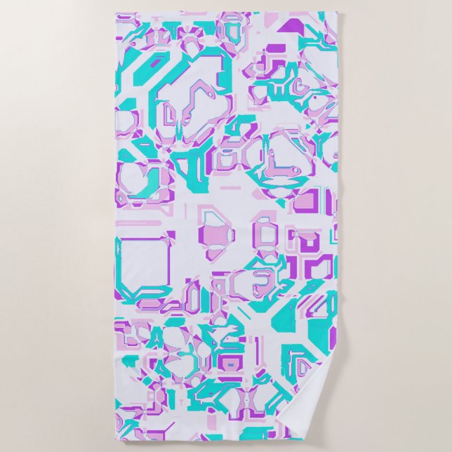 Toalha De Praia crazy fantasy maps white and aqua (Frente)