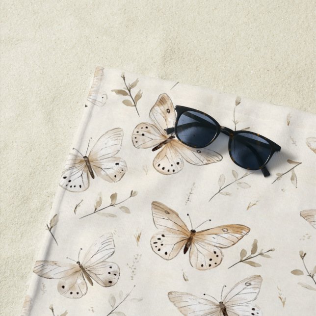 Toalha De Praia Cream Beige Sand Butterflies (In Situ)