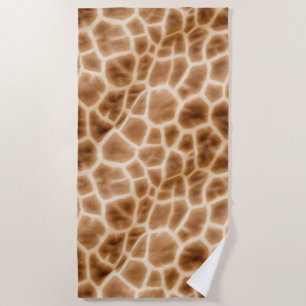Toalha De Praia Cream Brown Giraffe Animal Print
