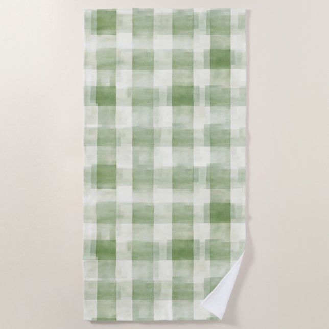 Toalha De Praia Cream Green Plaid   (Frente)