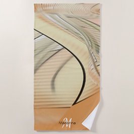 Toalha De Praia Cream Pastel Autumn Abstrato Art, Monogramas