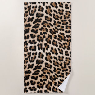Toalha De Praia Creamy Brown Black Leopardo