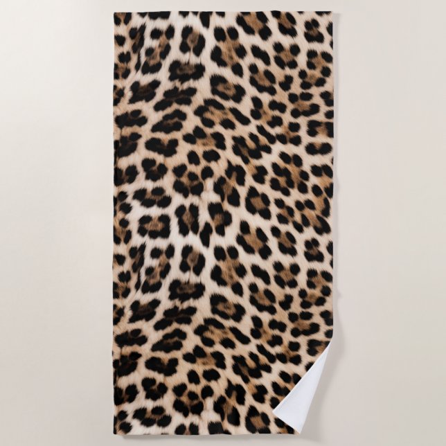 Toalha De Praia Creamy Brown Black Leopardo (Frente)