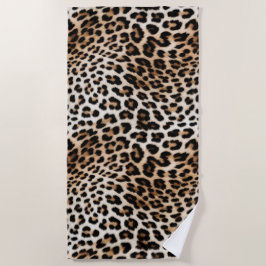Toalha De Praia Creme Black Leopardo Print