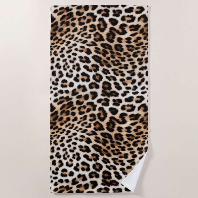 Toalha De Praia Creme Black Leopardo Print (Frente)