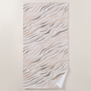 Toalha De Praia Creme Rosa Beige Zebra Impressão Animal