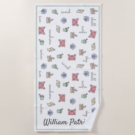 Toalha De Praia Criança de vela personalizada do caranguejo do San