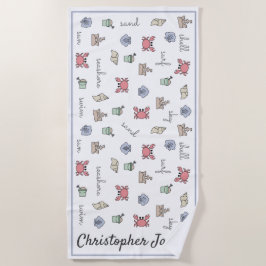 Toalha De Praia Criança de vela personalizada do caranguejo do San