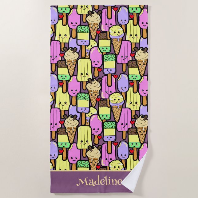 Toalha De Praia Crianças Engraçadas Personagens de desenho animado (Frente)