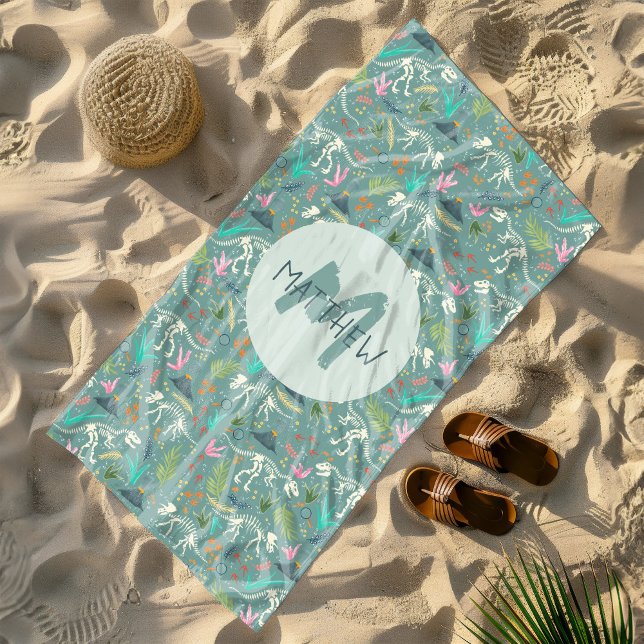 Toalha De Praia Crianças Meninos Fósseis Dinossauros Fósseis E Mon (Criador carregado)