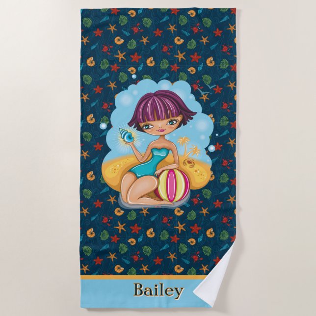 Toalha De Praia Crianças Personalizadas Beachy Beach Towel (Frente)