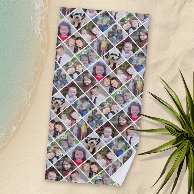 Toalha De Praia Criar uma Colagem de Fotos Personalizada com 12 Fo (Personalized Beach Towel with Photos)