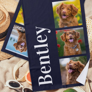 Toalha De Praia Crie o seu próprio cão personalizado com 4 imagens