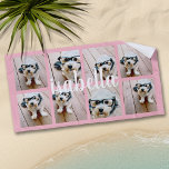 Toalha De Praia Crie Seu Próprio Nome Personalizado Colagem de Fot<br><div class="desc">Uma forma excelente de mostrar as suas fotografias quadradas a partir da sua conta online. Um design feminino,  mas sofisticado.</div>