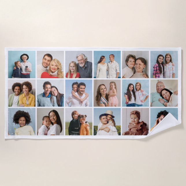 Toalha De Praia Crie Sua Própria Colagem De Fotos 18 (Frente)