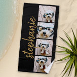 Toalha De Praia Crie sua própria colagem de fotos 4 - Nome do scri<br><div class="desc">Use até quatro fotos de telefone quadradas ou selfie para criar um presente exclusivo e pessoal. Ou você pode ficar com o filhote hipster e fazer uma moda. Se precisar ajustar as fotos,  clique na ferramenta personalizar para fazer alterações.</div>