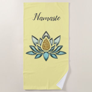Toalha De Praia Cristal Azul e Dourado Parecem Amarelos Personaliz