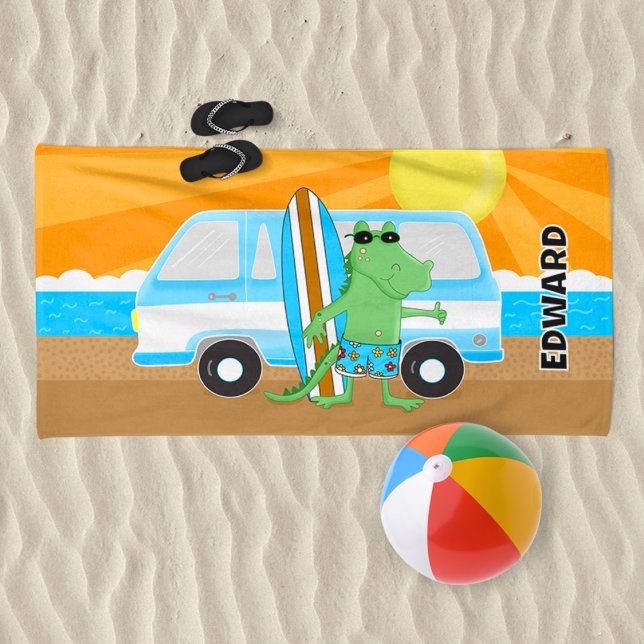 Toalha De Praia Crocodilo de alinhamento Conselho do Surf retrovis (Alligator Van Towel)
