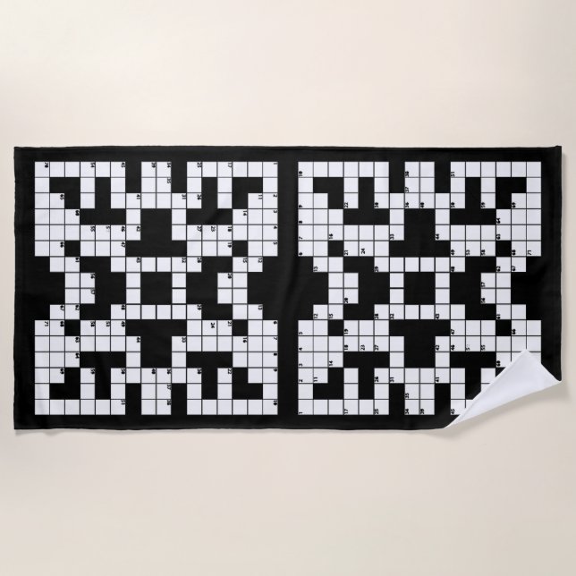 Toalha De Praia Crossword Quebra-cabeça Design Beach Towel (Frente)