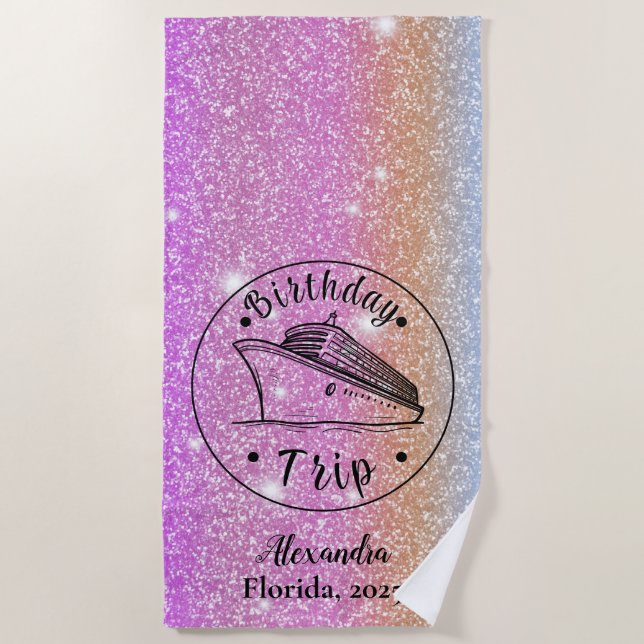 Toalha De Praia Cruzeiro de Aniversário Personalizado (Frente)